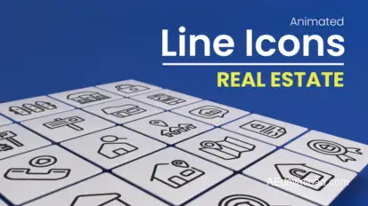 50 Animated Real Estate Line Icons Infographics template preview