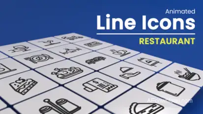 50 Animated Restaurant Line Icons Infographics template preview