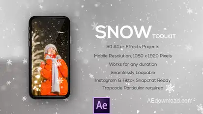 Snow Backgrounds - 50 Snow Overlays - Instagram - Vertical Resolution - For Mobile Videos Elements template preview