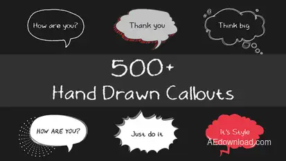 500 Hand Drawn Callouts Pack Titles template preview