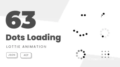 63 Dots Loading Animation Icons. Set Bundle of Dots Loaded Animated Elements template preview