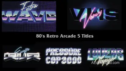 80s Retro Arcade 5 Titles Elements template preview