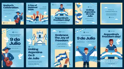 9 De Julio Feed and Stories Instagram Openers template preview