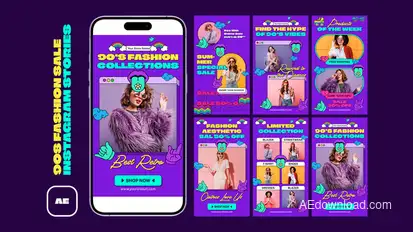 90s Fashion Sale Instagram Stories Product Promo template preview
