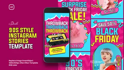 90s Style Instagram Stories Template Elements template preview