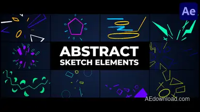 Abstract Sketch Elements | After Effects Elements template preview