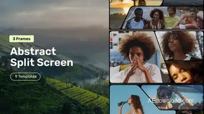 Abstract Split Screen – 3 Frames Video Displays template preview