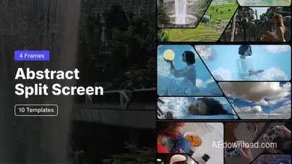 Abstract Split Screen - 4 Frames Video Displays template preview