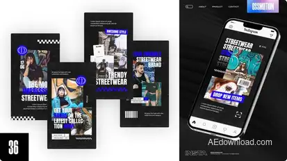Action Powerful Streetwear Stories Video Displays template preview