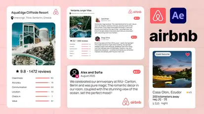 Airbnb UI Mockups - Hotel Listing, Reviews Elements template preview