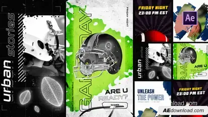 American Football Posts and Stories Elements template preview