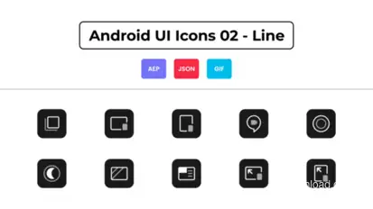 Android UI Icons 02 - Line Elements template preview