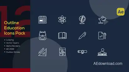 Animated Education Line Icons Pack Elements template preview