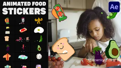 Animated Food Stickers | After Effects Elements template preview
