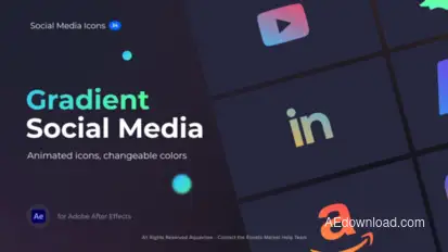 Animated Gradient Social Media Icons Elements template preview