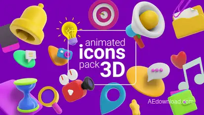 Animated Icons 3D Elements template preview