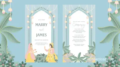 Animated Indian Wedding Invitation Template Video Displays template preview