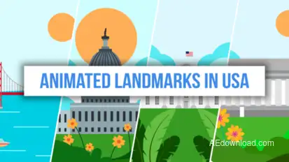 Animated Landmarks In USA Infographics template preview
