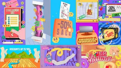 Animated Looping Cyber Monday Graphics Titles template preview