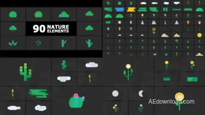 Animated Nature Elements for After Effects Elements template preview