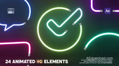Animated Neon Frames & Icons Elements template preview