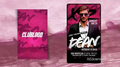 Animated Nightclub DJ Flyer Template Video Displays template preview