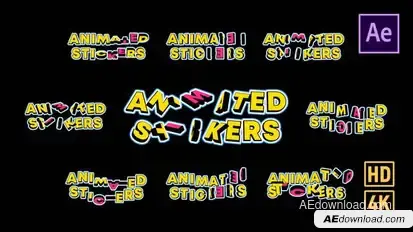 Animated Text Stickers Titles template preview