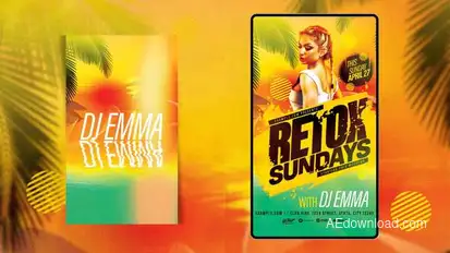 Animated Tropical Club Flyer Template Video Displays template preview
