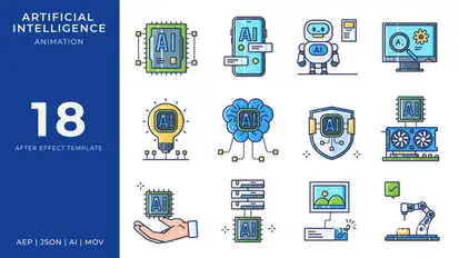 Artificial Intelligence Animated Icons | After Effects Elements template preview