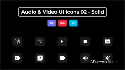 Audio & Video UI Icons 02 - Solid Elements template preview