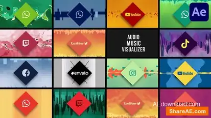 Audio Music Visualizer for After Effects Logo Stings template preview
