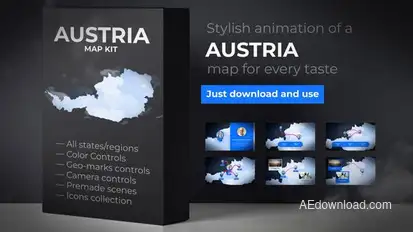 Austria Map - Republic of Austria Map Kit Video Displays template preview