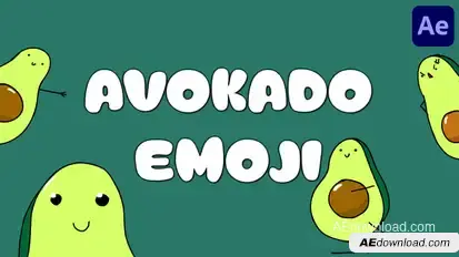 Avokado Emoji Stickers for After Effects Elements template preview