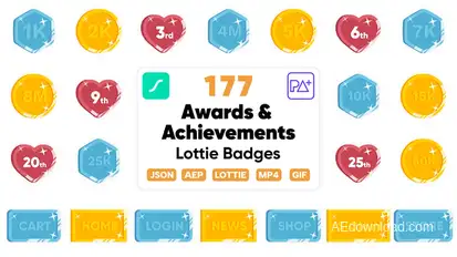 Awards & Achievements Lottie Badges Elements template preview