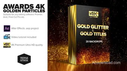 Awards 4K Golden Glitter Particles Titles Titles template preview