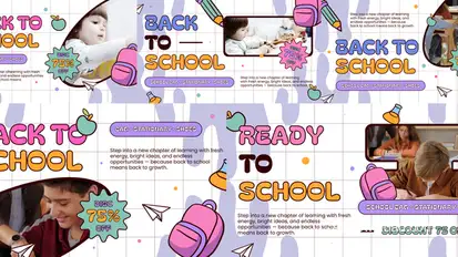 Back to School Promo Landscape Video Displays template preview