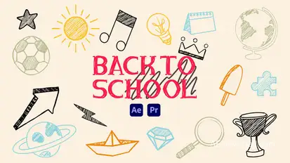 Back to School Scribble Icons Titles template preview