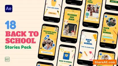 Back To School Stories Pack For After Effects Openers template preview