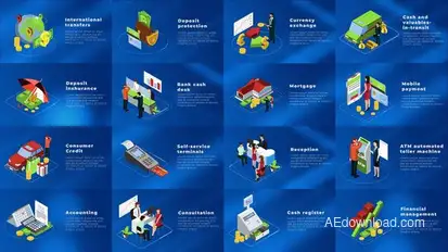 Banking And Finance Isometric Concepts Elements template preview