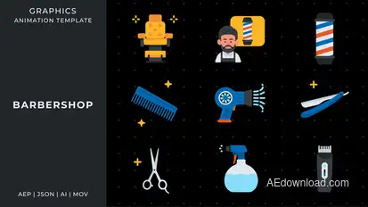 Barbershop graphic animation template | After Effects Elements template preview