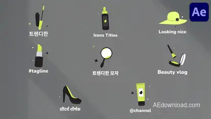 Beauty Fashion Icons And Titles for After Effects Titles template preview