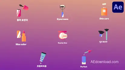 Beauty Makeup Icons for After Effects Titles template preview