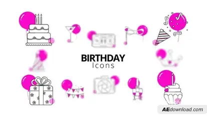 Birthday Icons Elements template preview