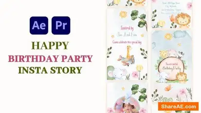 Videohive Birthday Party invitation Instagram Story I Reels Elements template preview