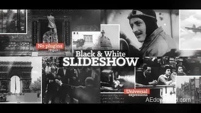 Black & White Slideshow Video Displays template preview