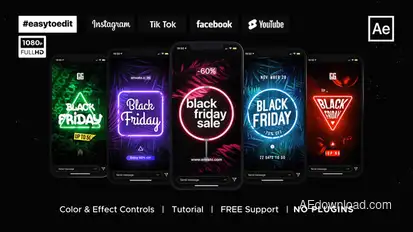 Black Friday | Neon Stories & Posts Product Promo template preview