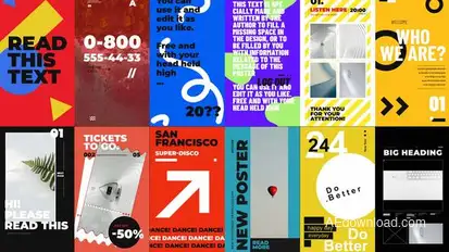 Bold Minimalism Posters Package Elements template preview