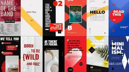 Bold Minimalism Stories Package Elements template preview