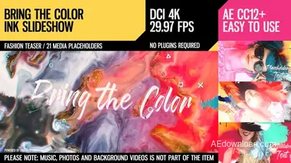Bring the Color (4K Ink Slideshow) Video Displays template preview