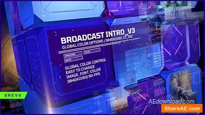 Broadcast Intro V_3/ Led Display Presentation/ Promo/ Corporate Main Event/ Meeting/ TV/ Analytics Openers template preview